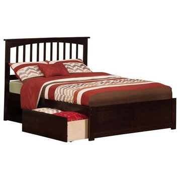 AFI Mission Full Solid Wood Bed with Storage Drawers in Espresso