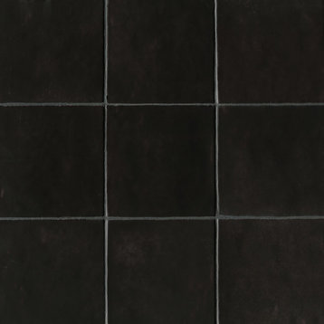 Cloe 5"x5" Artisan Ceramic Subway Tile, Black