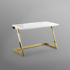 Alie Writing Desk, High Gloss Lacquer Finish Top, White/Gold