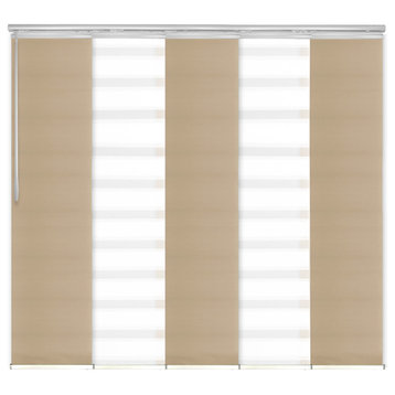 Blanched White-Bisque 5-Panel Track Extendable Vertical Blinds 58-110"x94"
