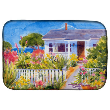 Seaside Beach Cottage Dish Drying Mat, 14x21, Multicolor