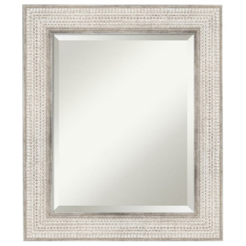 Trellis Silver Beveled Wood Bathroom Wall Mirror - 22 x 26 in.