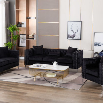 Lorreto 86" Velvet Fabric Sofa Loveseat Chair Living Room Set