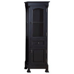 James Martin Vanities - Brookfield Linen Cabinet, Antique Black - The Brookfield linen closet collection by James Martin Furniture is truly breathtaking. Featuring a beautiful glass-insert top door and glass side "windows", along with a lower door and drawer, you get the best of both worlds as far as storage and style. Available in the following five finishes: Antique Black, Cottage White, Burnished Mahogany, Country Oak, and Warm Cherry.
