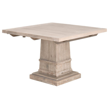 44-64" Solid Wood Square Extendable Dining Table Natural Gray Acacia