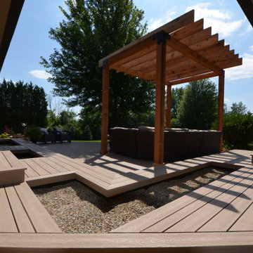 Trex Rope Swing Deck with Cedar Pergola and Custom Flower Beds