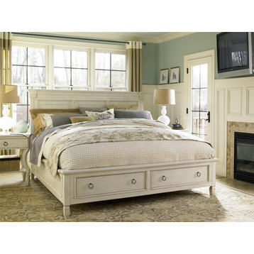 Universal Furniture Summer Hill Wood Storage Queen Panel Bed in White