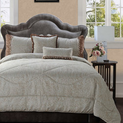 Chloe 5 Piece Comforter Set, King, Teal Tan - Products