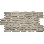 Pebble Tile Mosaics - Standing Tan Pebble Tile, 6"x12" - We create our Standing Tan Pebble Tile from the stones used in our Natural Pebble Tile line. Each stone is cut in half and adhered to a durable mesh backing for ease of installation. Our unique interlocking system gives the appearance that each stone is hand set.