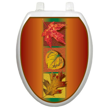 Autumn Leaves Toilet Tattoos Seat Cover, Vinyl Lid Decal, Fall Bathroom Decor, Elongated