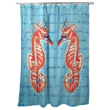 Betsy Drake Coral Seahorse Shower Curtain