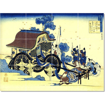 Katsushika Hokusai Ukiyo-E Painting Ceramic Tile Mural #16, 17"x12.75"