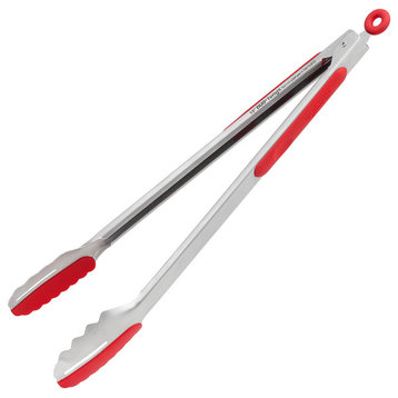 Ergo Chef Pro-Series 15" DUO Tongs, Red Silicone and TPR Grip