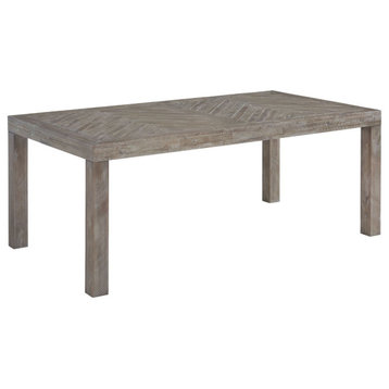 Modus Herringbone 6 PC Rect Dining Table Set w Bench in Rustic