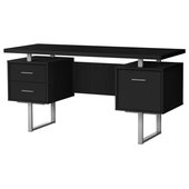 Noce U Shaped Desk with Glass Modesty Panel 66 x 96 x 29 - Potenza by  Corp Design