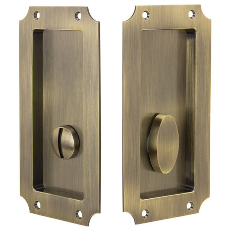 FPL Manor Pocket Lock; Privacy (Bed/Bath), Antique Brass