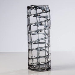 Matrix Glass Vase Tall - Smoke - Vases