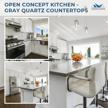Open Concept Kitchen - Gray Quartz Countertops - Issaquah WA