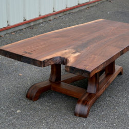 Live Edge Walnut Coffee Table with Tapered Base - Coffee Tables