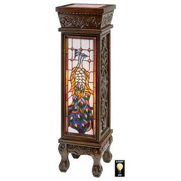 Design Toscano Peacock Stained Glass Pedestal