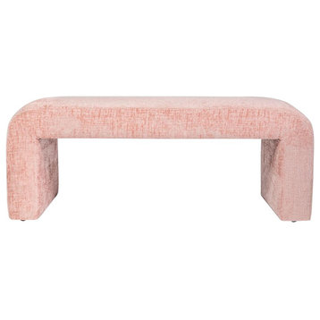 Sophia Modern Luxury Curved Upholstered Jacquard Bench, Pink