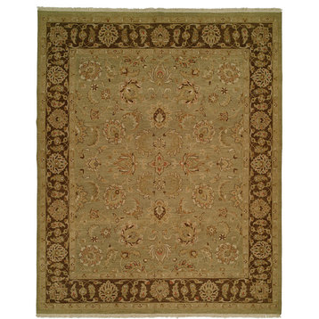 Sierra Flatweave Hand-Knotted Rug, Green and Brown, 12'x18'