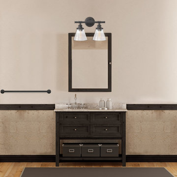 Parker 2-Light Vanity Light, Oil Rubbed Bronze, Clear Glass Shades