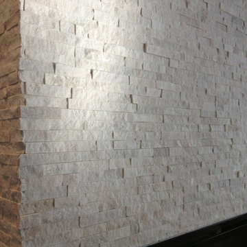 Real Stacked Stone & Dimplex Fireplace