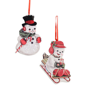 Holiday Ornament Playful Snowman Ornaments S/2 Mdf Dummy Boards Snowmen Rl9827