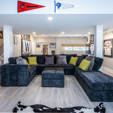 Full Seating Area Surrounded by Entertaining Memorabilia Perfect for Guests