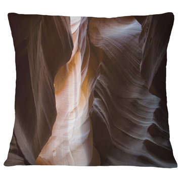 Brown Antelope Canyon Landscape Photography Throw Pillow, 16"x16"