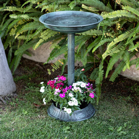 25" Tall Outdoor Birdbath with Planter Yard Statue