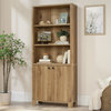 Pemberly Row Engineered Wood Library with Hidden Storage in Timber Oak