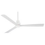 Minka Aire - Minka Aire Simple 52 in. Indoor/Outdoor Flat White Ceiling Fan with Remote - The Minka Aire Simple Ceiling Fan is sleek and subtle in its exterior design, and technically advanced on the inside. Boasting a powerful DC motor while keeping lightweight blades, this ceiling fan, at high speed, can clock an impressive 5,669 cubic feet per minute of airflow for indoor or outdoor use. It includes a handheld remote and features a 6-speed DC motor for high-efficiency airflow.