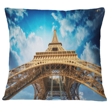 Beautiful View of Paris Paris Eiffel Towerin Paris Cityscape Pillow, 16"x16"