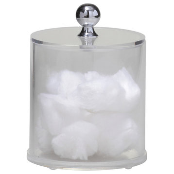 Acrylic Cotton Ball Container, Polished Nickel