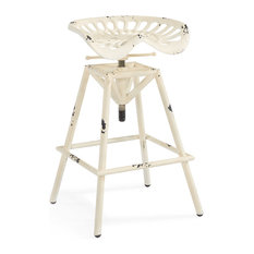 Armen Living - Osbourne Industrial Metal Bar Stool, Adjustable, Antique White - Bar Stools and Counter Stools