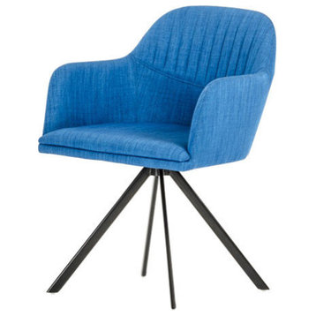 Modrest Synergy Modern Fabric Dining Arm Chair, Blue