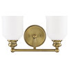 Melrose Bath Bar - Warm Brass, Gold, White Opal Etched, 2