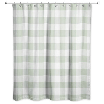 Light Sage Buffalo Check 71x74 Shower Curtain