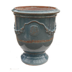 French Vase Anduze Turquoise - Outdoor Pots And Planters