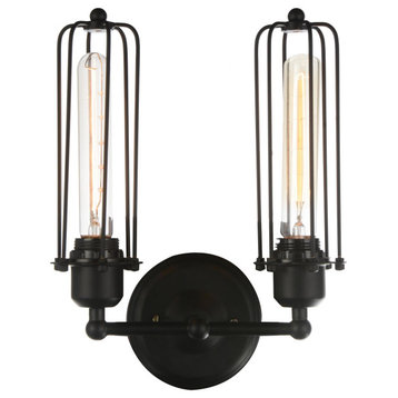 2 Light Wall Sconce With Black Finish