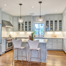 Wood tone floor with grey walls
