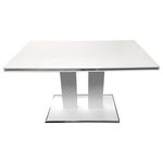 Armen Living - Amanda Dining Table - The Armen Living Amanda dining table is a sleek addition to any contemporary living space. This elegant table features sturdy stainless-steel construction accented by a beautiful white finish. This table is certain to enhance the sophistication of any dining room but is practical enough to function in just about any room of the house. The modern and sophisticated look is ideal for any office space in every day home or commercial setting. This piece is unique and catching that elevate any style home. The foundation of the product is supported by steel for a sturdy and stylish aesthetic without comprising the practicality and functionality of this item. The Amanda dining table is available in white. This product ships in one box with an easy and quick set up. We stand by the quality, the craftsmanship, and the integrity of our product by offering a 1-year warranty for all our products. We want our customers to enjoy our product and we will always be there to help with our top-notch customer service support. Product dimensions: 51"w x 32"D x 30"H.