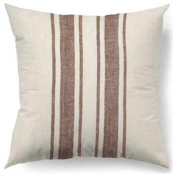 Phebe 22 x 22 White w/ Brown Stripes Decorative Pillow Cover