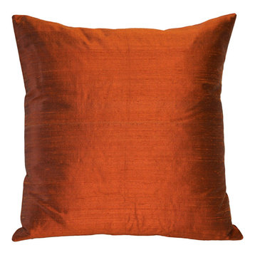 Pillow Decor Sankara Silk Throw Pillows 18"x18", Burnt Orange