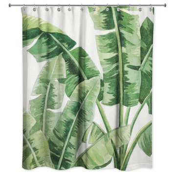Painted Tropical Leaves 3 71x74 Shower Curtain