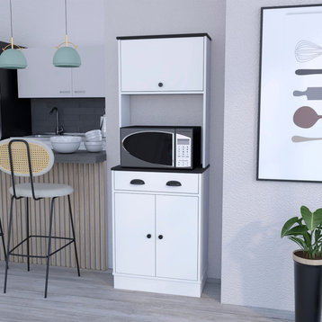 Pantry Cabinet Microwave Stand Warden, White/Black