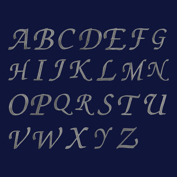 Herringbone Weave Midnight Blue Bathrobe, Large/XLarge, Gray Letters, F