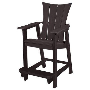 Phat Tommy Counter Height Adirondack Chair - Tall Outdoor Chair, Poly Furniture, Brown